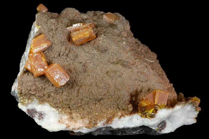 Wulfenite Crystals on Descloizite & Calcite -Los Lamentos, Mexico #163149